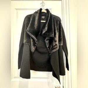 NWT BANANA REPUBLIC Monogram Faux Fur Shawl Cardigan Sweater Coat